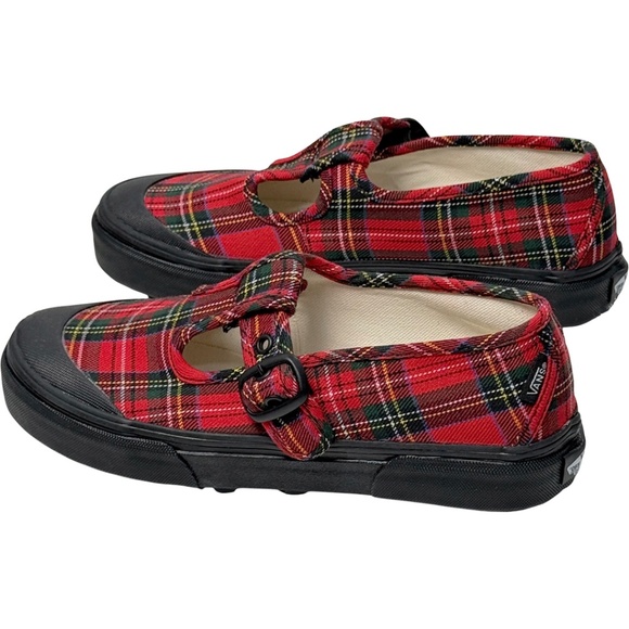 Vans Tartan Plaid Mary Jane Shoes w/Buckle - NEW Womens 7 Red / Multi #46429-CL2 - Picture 2 of 5